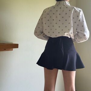 NEW ZARA BLACK FLARED MINI SKORTS WITH A BOW